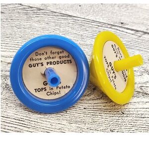 Vintage GUY'S Potato Chips Spinning Tops Retro Promo Toy Collectible Duo Bundle